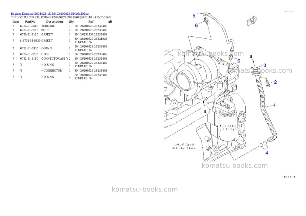 Komatsu s6d102e-1k s/n 26200929-up Parts catalog cover Page 10