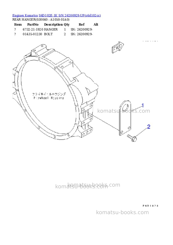 Komatsu s6d102e-1k s/n 26200929-up Parts catalog cover Page 3