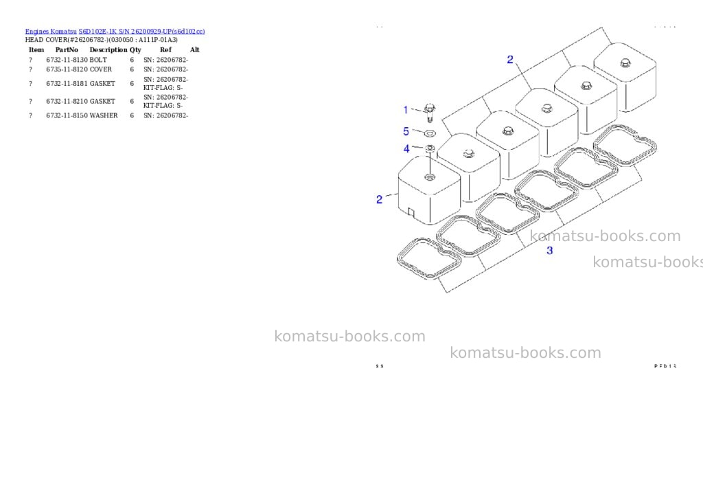 Komatsu s6d102e-1k s/n 26200929-up Parts catalog cover Page 4