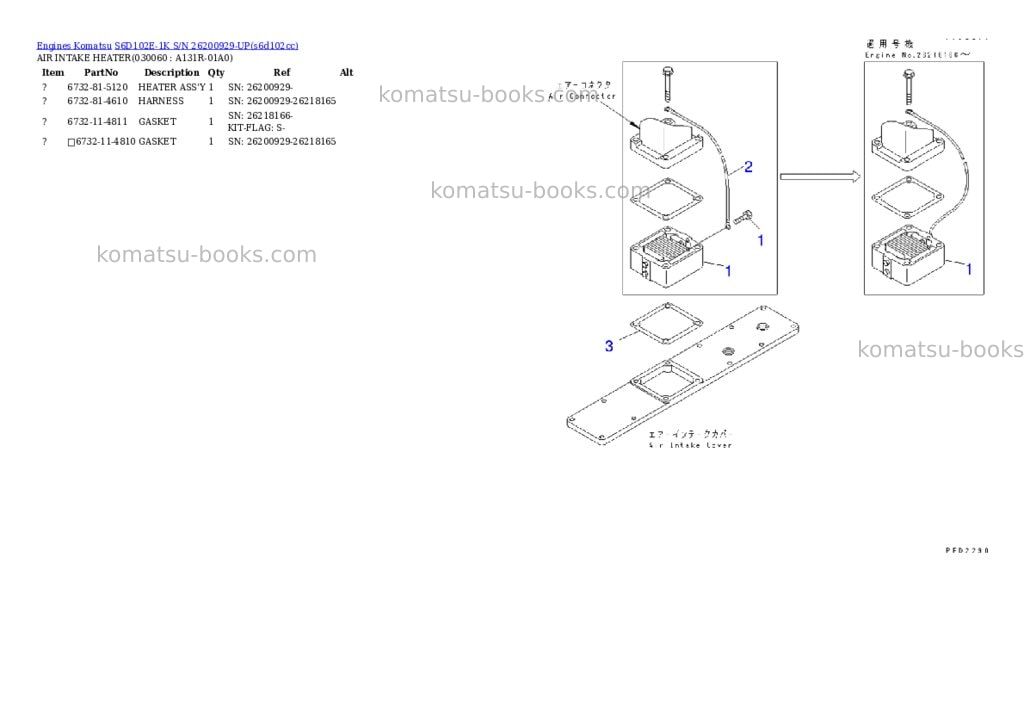 Komatsu s6d102e-1k s/n 26200929-up Parts catalog cover Page 5
