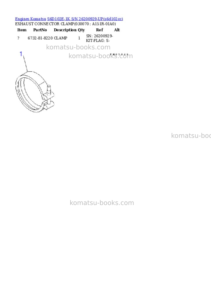 Komatsu s6d102e-1k s/n 26200929-up Parts catalog cover Page 6