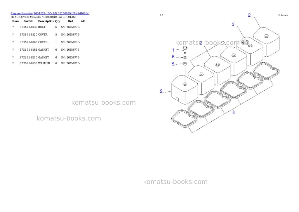 Komatsu s6d102e-1dd s/n 26200929-up Parts catalog cover Page 3 Komatsu s6d102e-1dd s/n 26200929-up Parts catalog cover Page 3