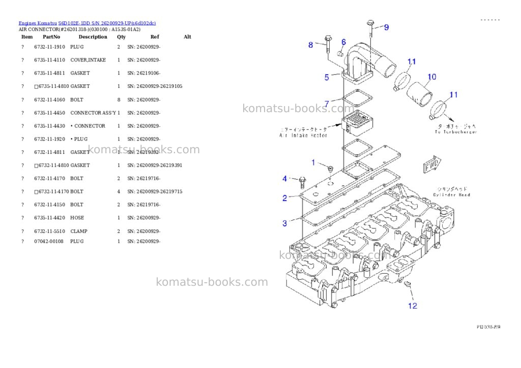 Komatsu s6d102e-1dd s/n 26200929-up Parts catalog cover Page 9 Komatsu s6d102e-1dd s/n 26200929-up Parts catalog cover Page 9