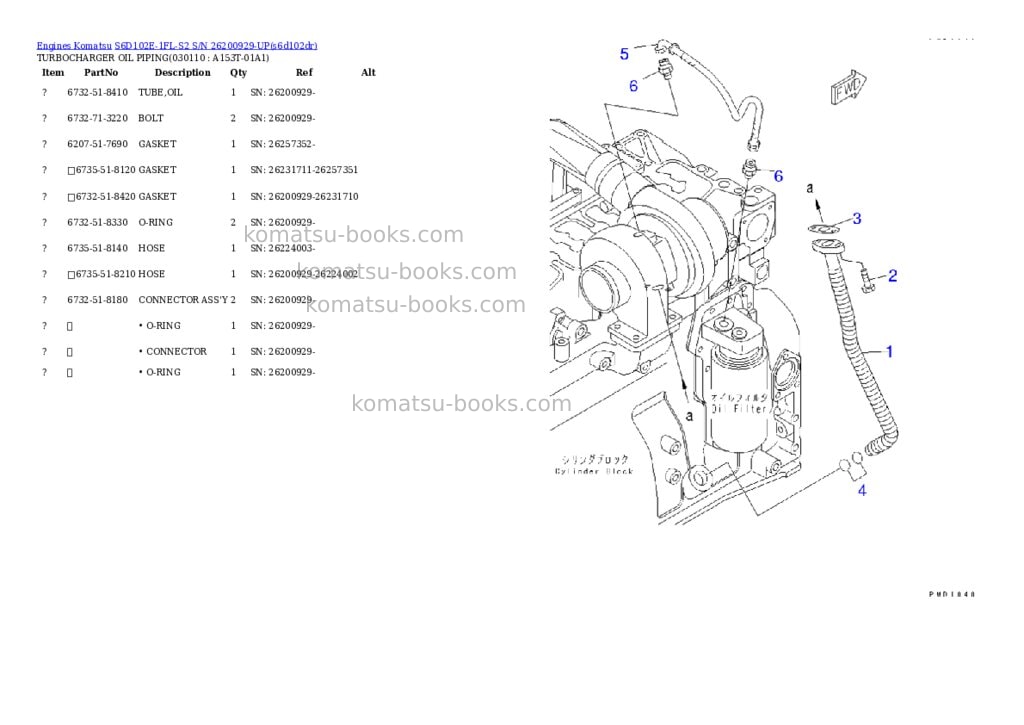 Komatsu s6d102e-1fl-s2 s/n 26200929-up Parts catalog cover Page 10