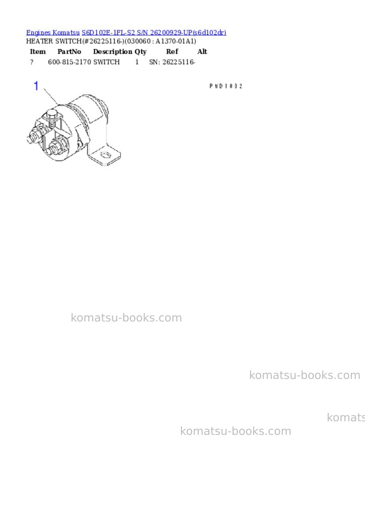 Komatsu s6d102e-1fl-s2 s/n 26200929-up Parts catalog cover Page 5