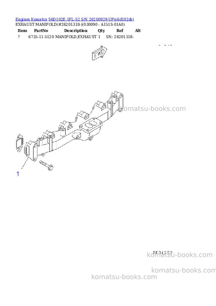 Komatsu s6d102e-1fl-s2 s/n 26200929-up Parts catalog cover Page 8