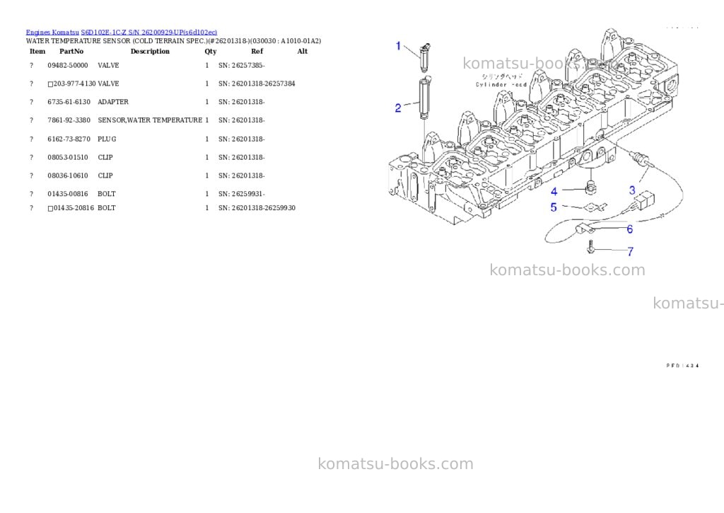 Komatsu s6d102e-1c-z s/n 26200929-up Parts catalog cover Page 2 Komatsu s6d102e-1c-z s/n 26200929-up Parts catalog cover Page 2
