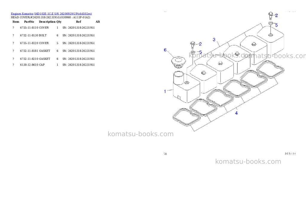 Komatsu s6d102e-1c-z s/n 26200929-up Parts catalog cover Page 4 Komatsu s6d102e-1c-z s/n 26200929-up Parts catalog cover Page 4