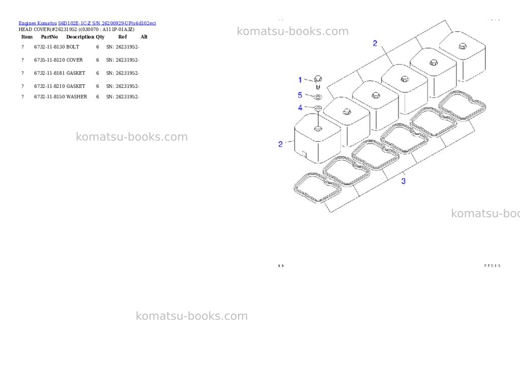 Komatsu s6d102e-1c-z s/n 26200929-up Parts catalog cover Page 5 Komatsu s6d102e-1c-z s/n 26200929-up Parts catalog cover Page 5