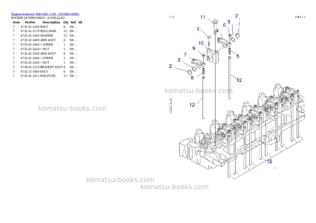 Komatsu s6d102e-1 s/n .-up Parts catalog cover