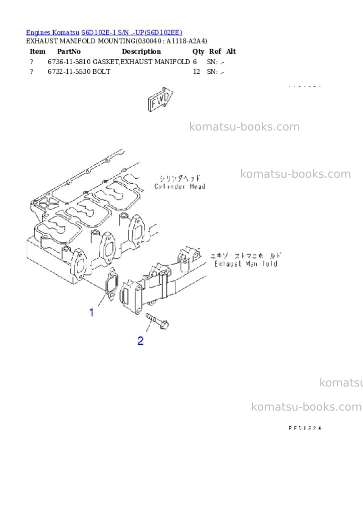 Komatsu s6d102e-1 s/n .-up Parts catalog cover Page 3