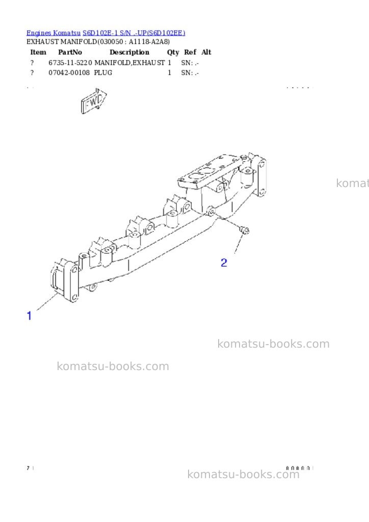 Komatsu s6d102e-1 s/n .-up Parts catalog cover Page 4