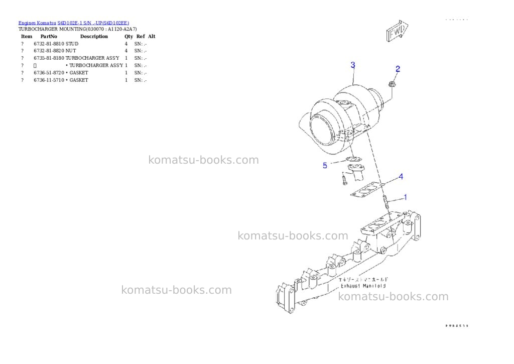 Komatsu s6d102e-1 s/n .-up Parts catalog cover Page 6