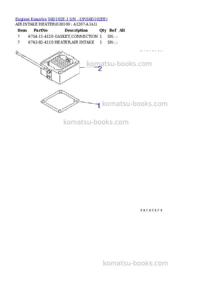 Komatsu s6d102e-1 s/n .-up Parts catalog cover Page 9