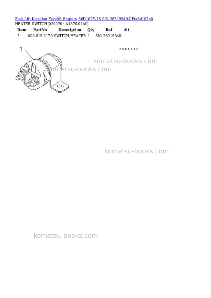 Komatsu s6d102e-1s s/n 26219540-up Parts catalog cover Page 6