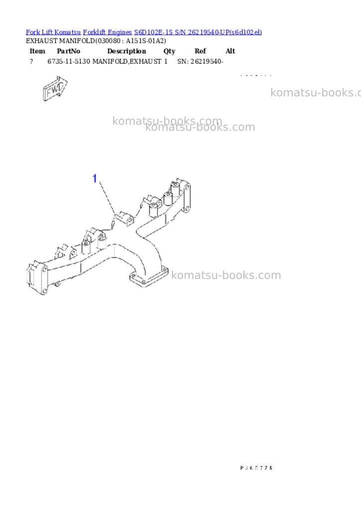 Komatsu s6d102e-1s s/n 26219540-up Parts catalog cover Page 7