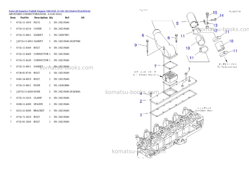 Komatsu s6d102e-1s s/n 26219540-up Parts catalog cover Page 9