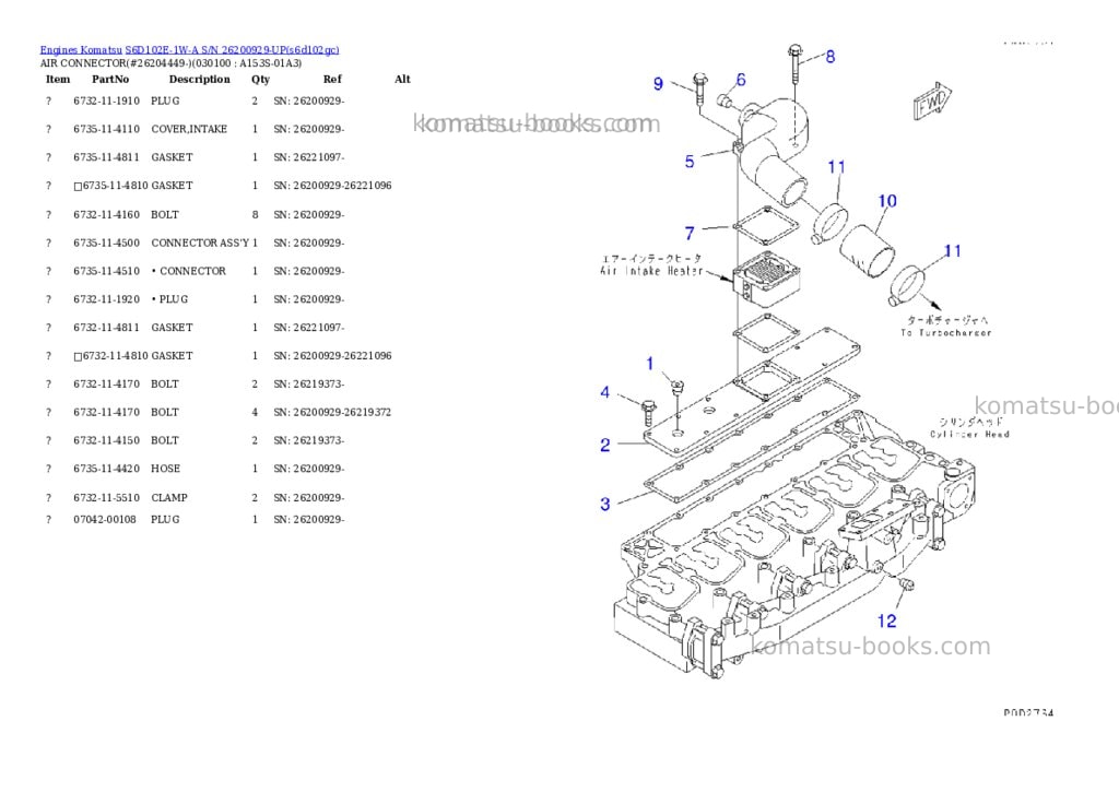 Komatsu s6d102e-1w-a s/n 26200929-up Parts catalog cover Page 9 Komatsu s6d102e-1w-a s/n 26200929-up Parts catalog cover Page 9
