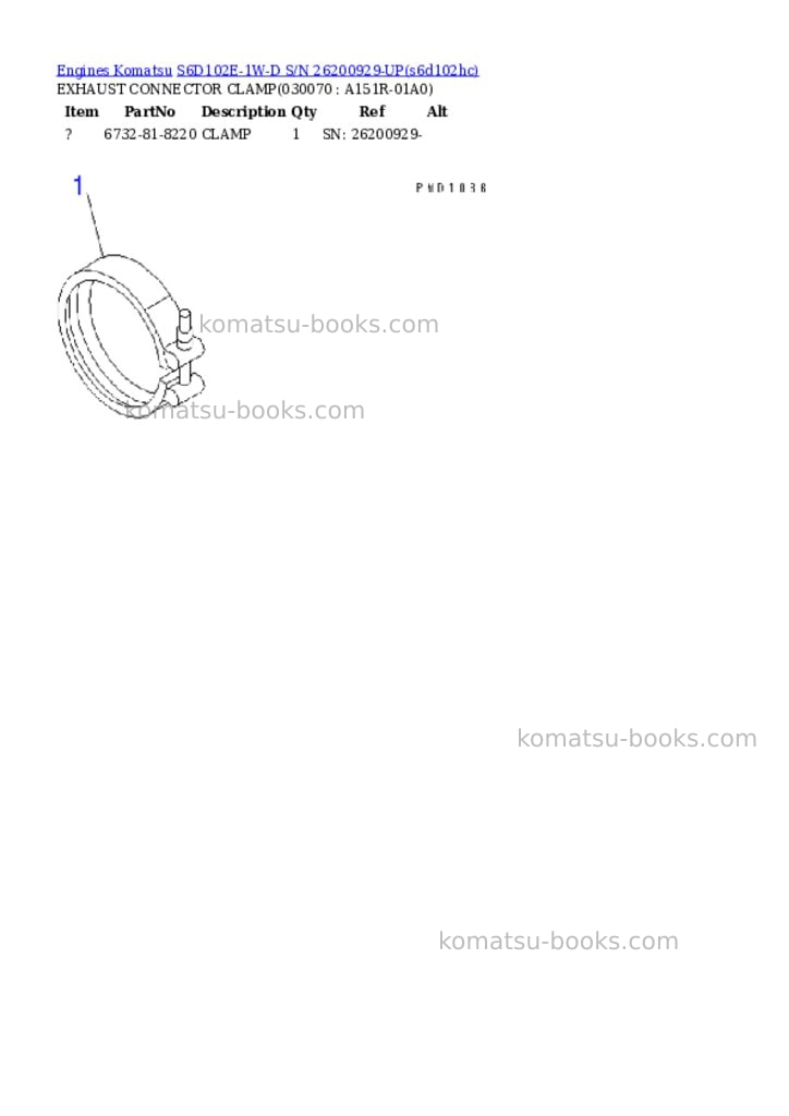 Komatsu s6d102e-1w-d s/n 26200929-up Parts catalog cover Page 6