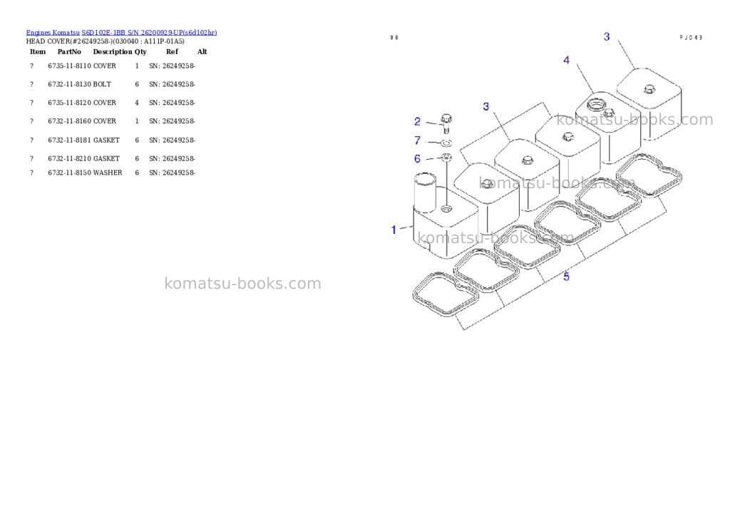 Komatsu s6d102e-1bb s/n 26200929-up Parts catalog cover Page 3 Komatsu s6d102e-1bb s/n 26200929-up Parts catalog cover Page 3
