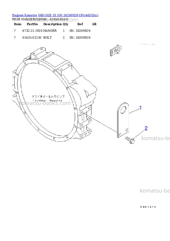 Komatsu s6d102e-1x s/n 26200929-up Parts catalog cover Page 3