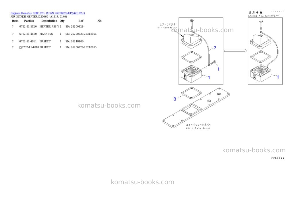 Komatsu s6d102e-1x s/n 26200929-up Parts catalog cover Page 5
