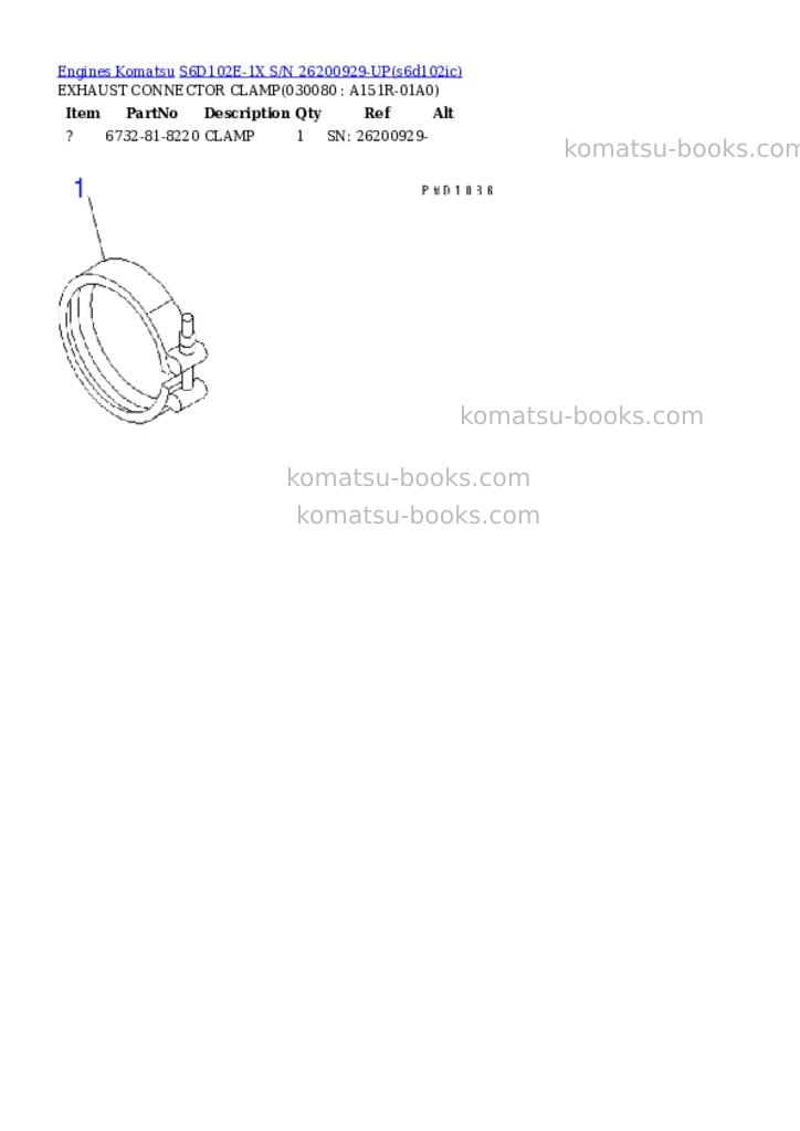 Komatsu s6d102e-1x s/n 26200929-up Parts catalog cover Page 7