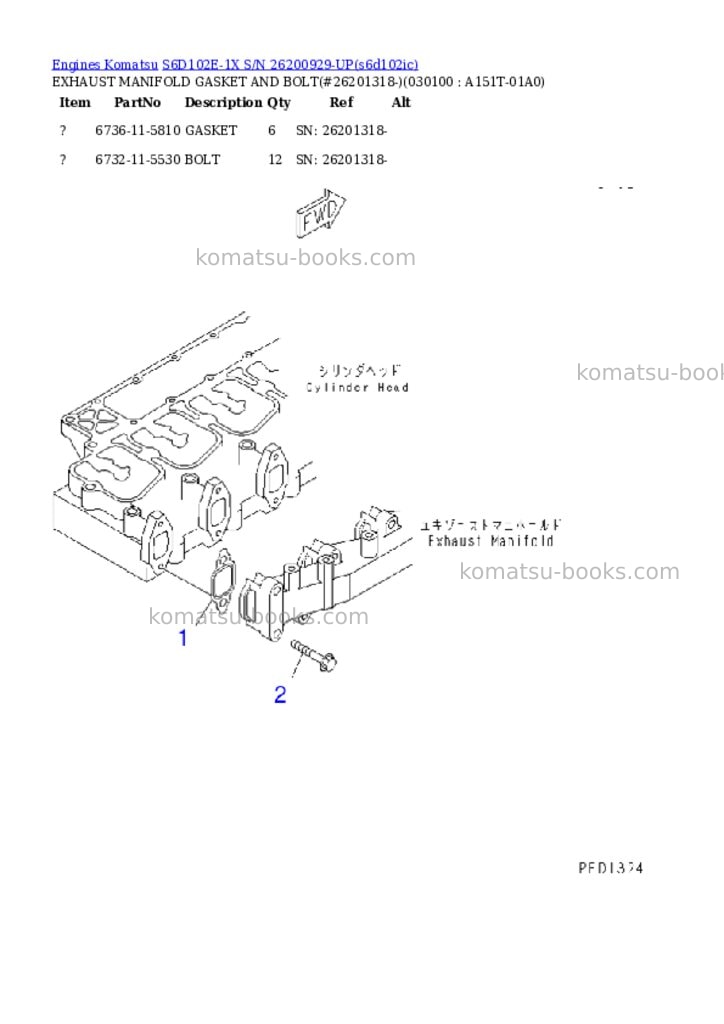 Komatsu s6d102e-1x s/n 26200929-up Parts catalog cover Page 9