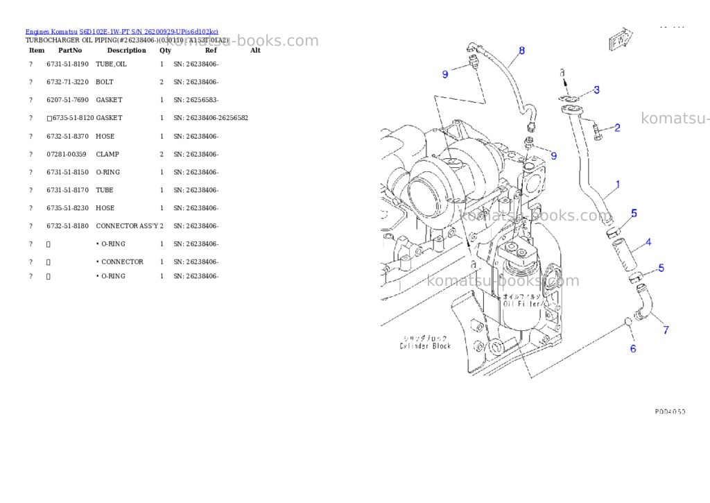 Komatsu s6d102e-1w-pt s/n 26200929-up Parts catalog cover Page 10