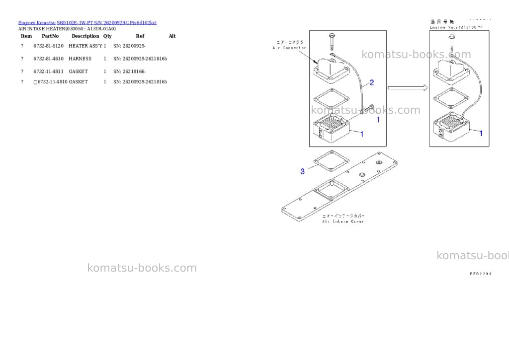 Komatsu s6d102e-1w-pt s/n 26200929-up Parts catalog cover Page 4
