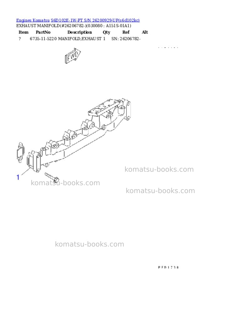 Komatsu s6d102e-1w-pt s/n 26200929-up Parts catalog cover Page 7