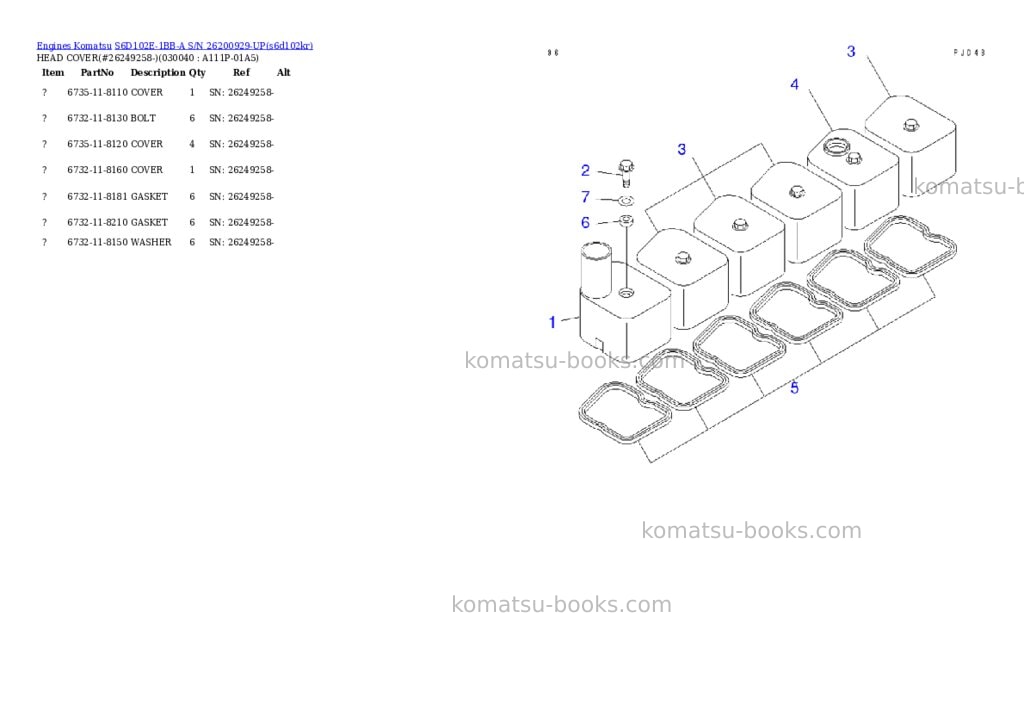 Komatsu s6d102e-1bb-a s/n 26200929-up Parts catalog cover Page 3 Komatsu s6d102e-1bb-a s/n 26200929-up Parts catalog cover Page 3