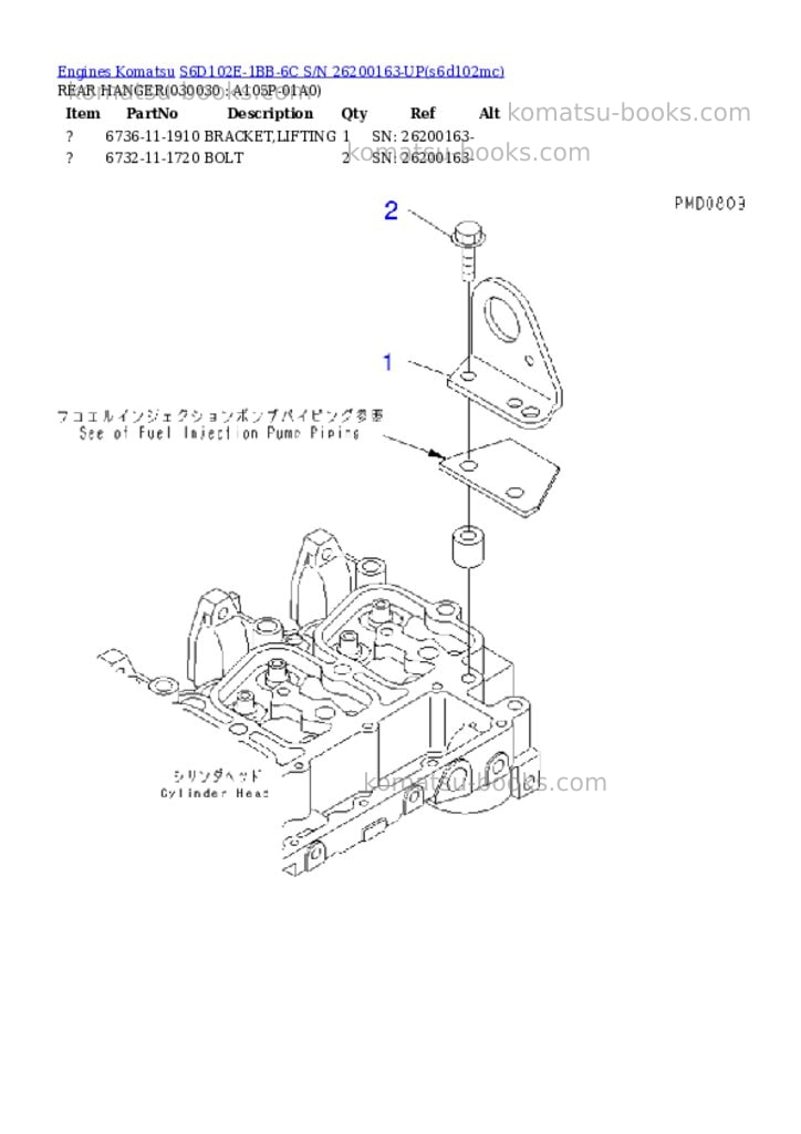 Komatsu s6d102e-1bb-6c s/n 26200163-up Parts catalog cover Page 2 Komatsu s6d102e-1bb-6c s/n 26200163-up Parts catalog cover Page 2