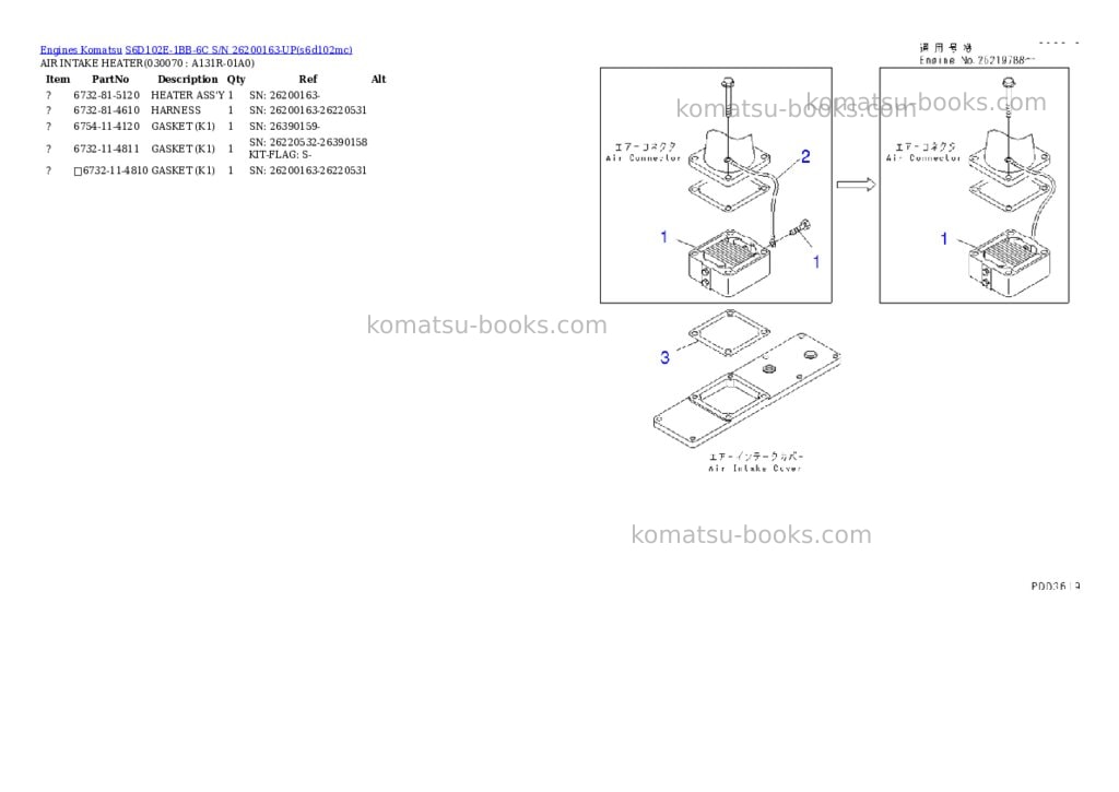 Komatsu s6d102e-1bb-6c s/n 26200163-up Parts catalog cover Page 6 Komatsu s6d102e-1bb-6c s/n 26200163-up Parts catalog cover Page 6