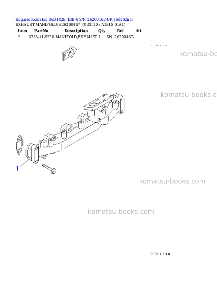 Komatsu s6d102e-1bb-6 s/n 26200163-up Parts catalog cover Page 10
