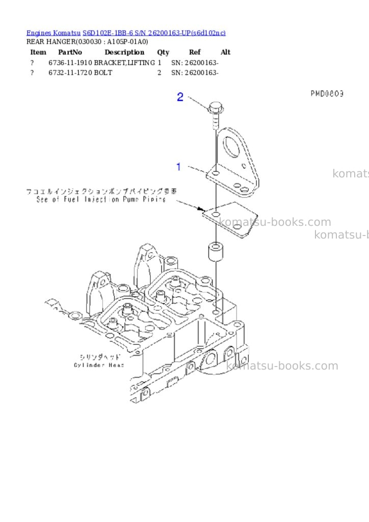 Komatsu s6d102e-1bb-6 s/n 26200163-up Parts catalog cover Page 2