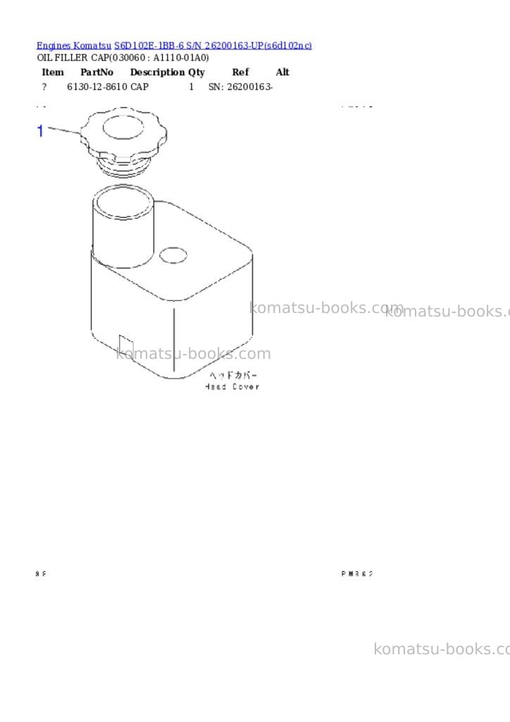 Komatsu s6d102e-1bb-6 s/n 26200163-up Parts catalog cover Page 5