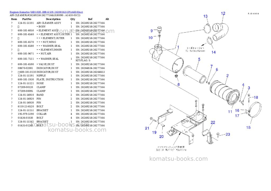 Komatsu s6d102e-1bb-6 s/n 26200163-up Parts catalog cover Page 8