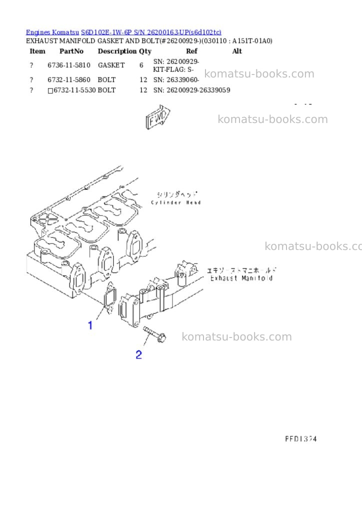 Komatsu s6d102e-1w-6p s/n 26200163-up Parts catalog cover Page 10 Komatsu s6d102e-1w-6p s/n 26200163-up Parts catalog cover Page 10