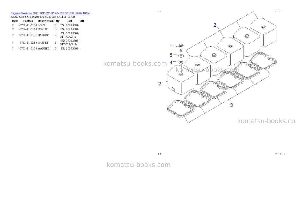 Komatsu s6d102e-1w-6p s/n 26200163-up Parts catalog cover Page 4 Komatsu s6d102e-1w-6p s/n 26200163-up Parts catalog cover Page 4