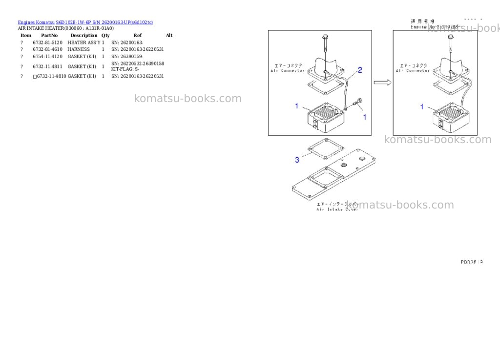 Komatsu s6d102e-1w-6p s/n 26200163-up Parts catalog cover Page 5 Komatsu s6d102e-1w-6p s/n 26200163-up Parts catalog cover Page 5