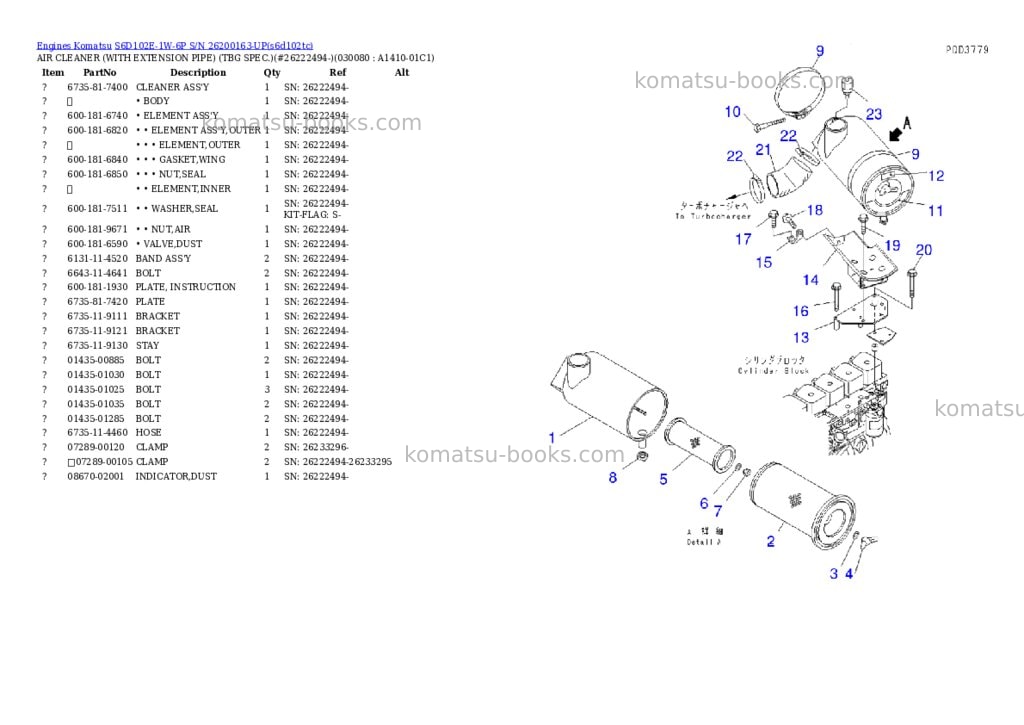 Komatsu s6d102e-1w-6p s/n 26200163-up Parts catalog cover Page 7 Komatsu s6d102e-1w-6p s/n 26200163-up Parts catalog cover Page 7