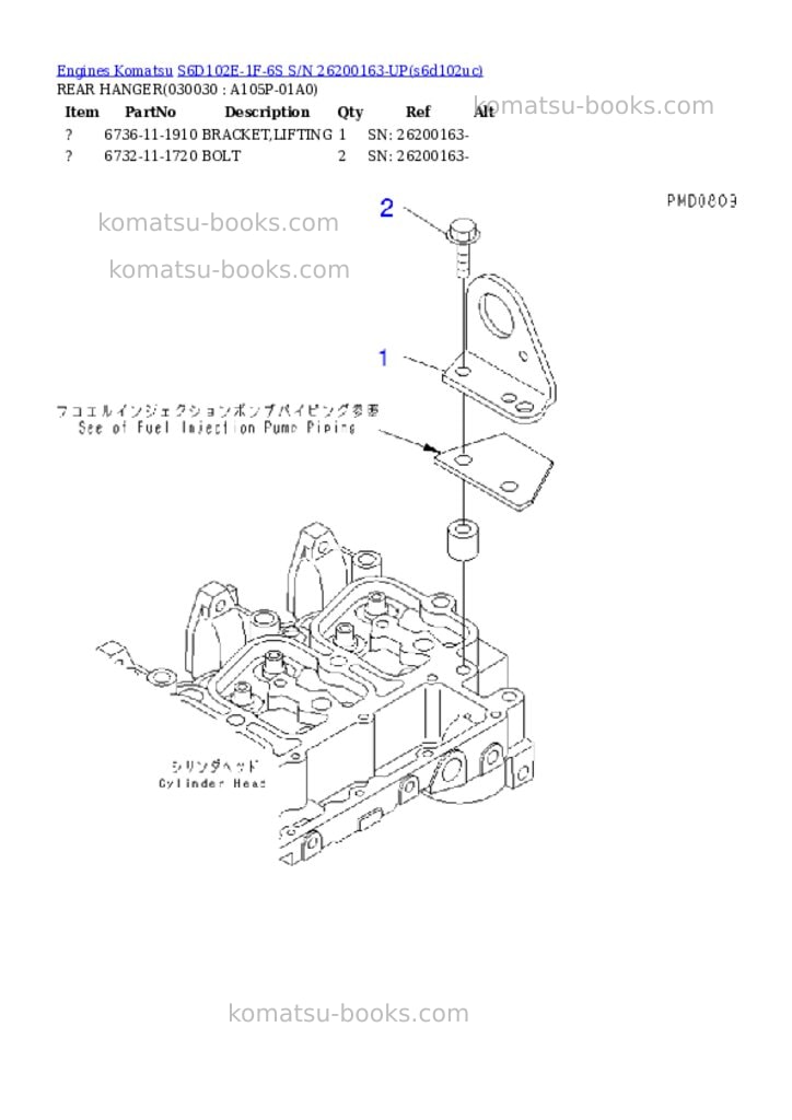 Komatsu s6d102e-1f-6s s/n 26200163-up Parts catalog cover Page 2