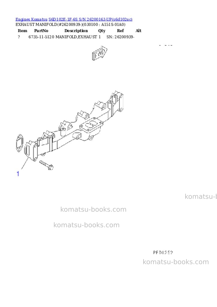 Komatsu s6d102e-1f-6s s/n 26200163-up Parts catalog cover Page 9