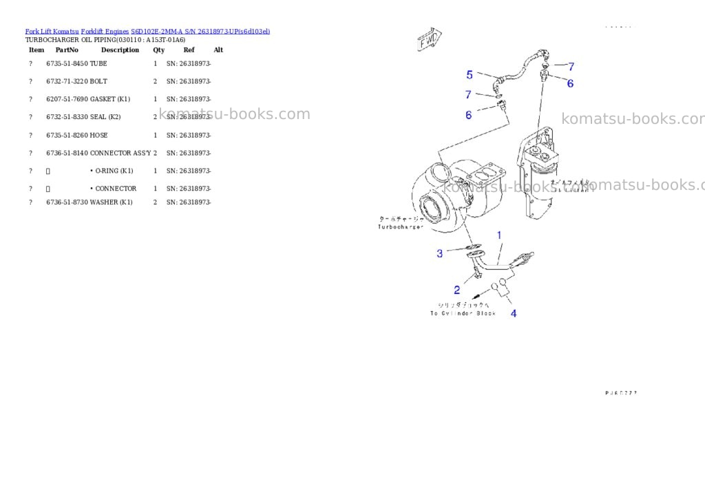 Komatsu s6d102e-2mm-a s/n 26318973-up sd25/30-6 Parts catalog cover Page 10