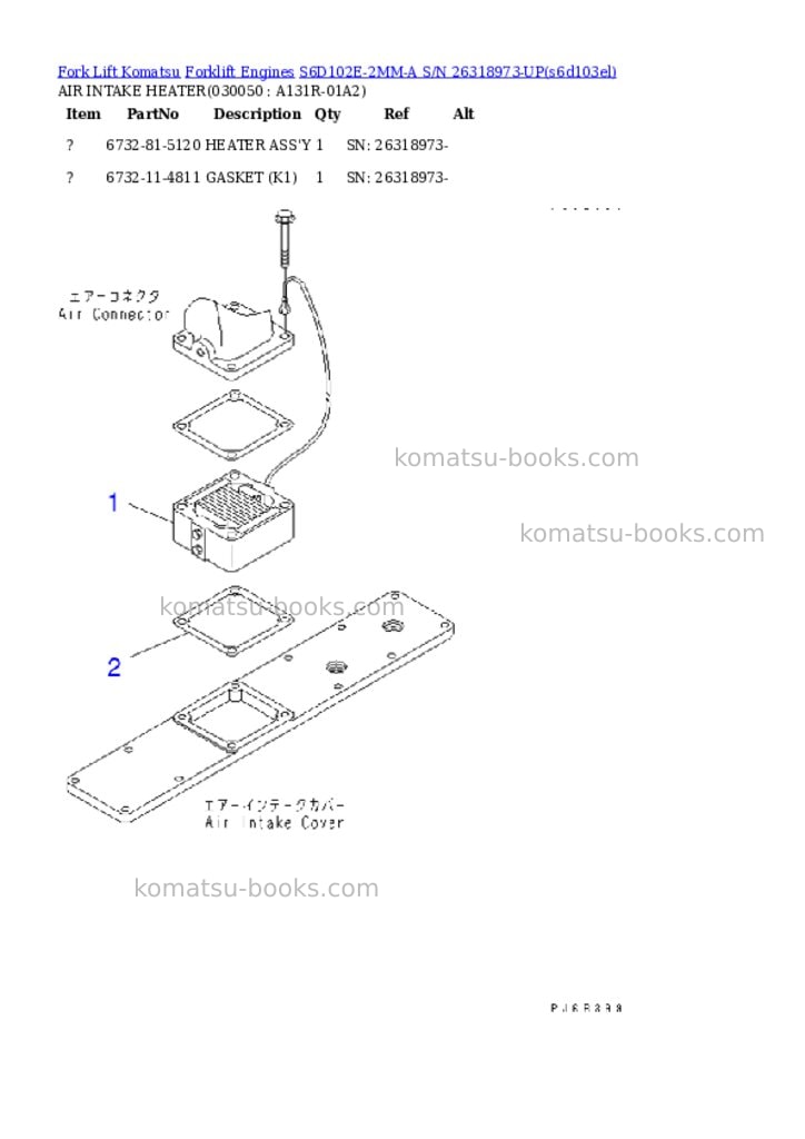 Komatsu s6d102e-2mm-a s/n 26318973-up sd25/30-6 Parts catalog cover Page 4
