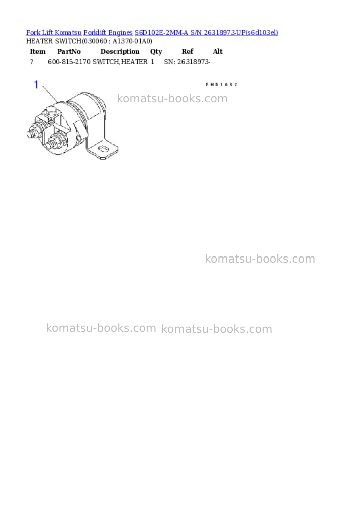 Komatsu s6d102e-2mm-a s/n 26318973-up sd25/30-6 Parts catalog cover Page 5