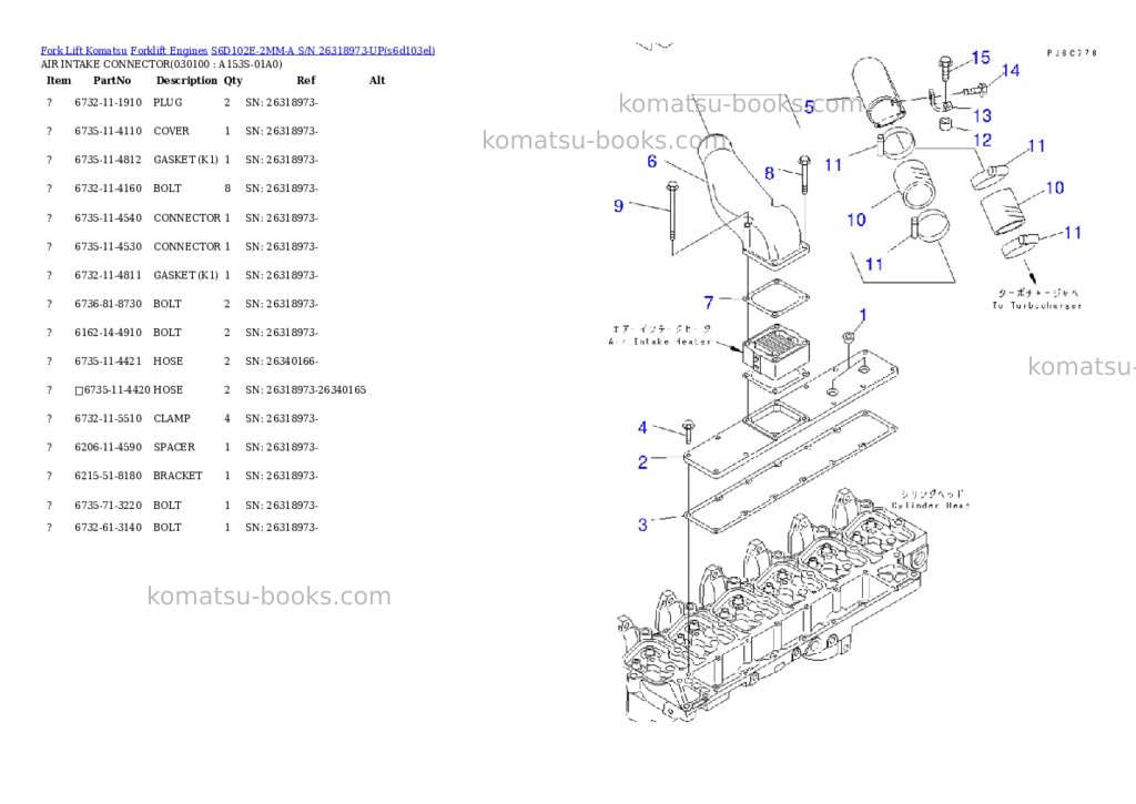 Komatsu s6d102e-2mm-a s/n 26318973-up sd25/30-6 Parts catalog cover Page 9