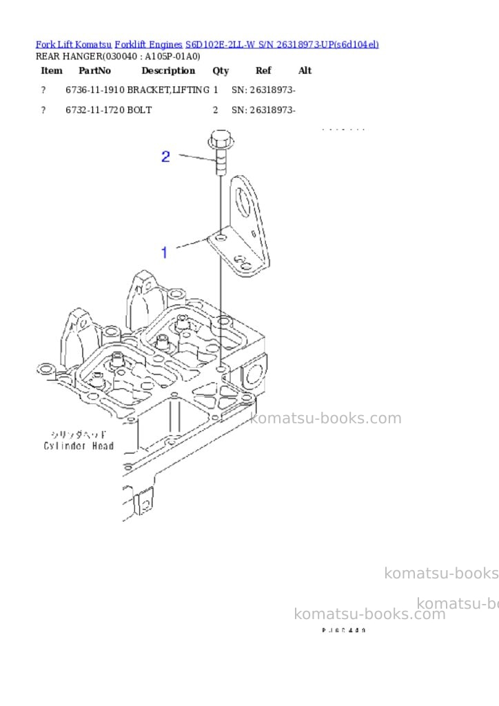 Komatsu s6d102e-2ll-w s/n 26318973-up Parts catalog cover Page 3