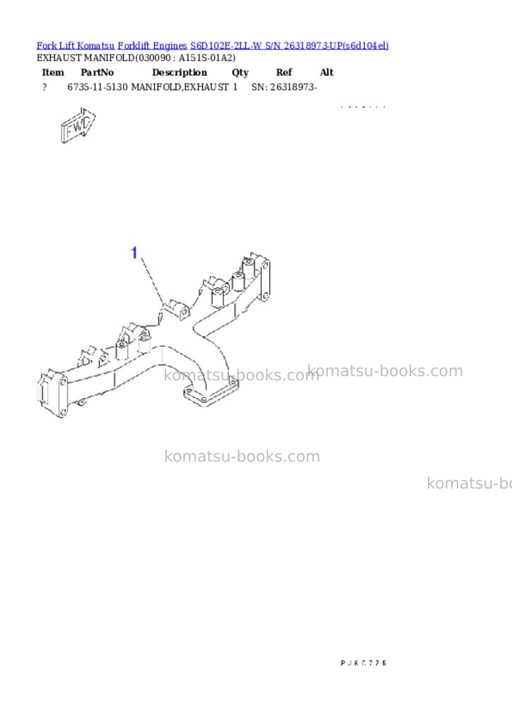 Komatsu s6d102e-2ll-w s/n 26318973-up Parts catalog cover Page 8